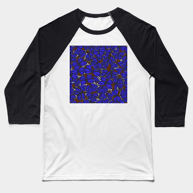 Indigo Butterflies Baseball T-Shirt by Adastumae